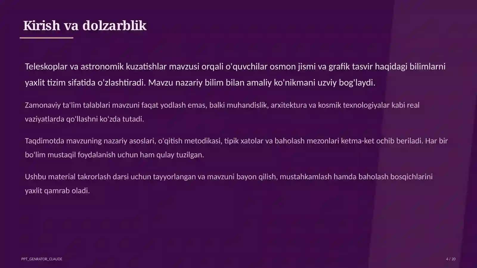 Teleskoplar va astronomik kuzatishlar 4