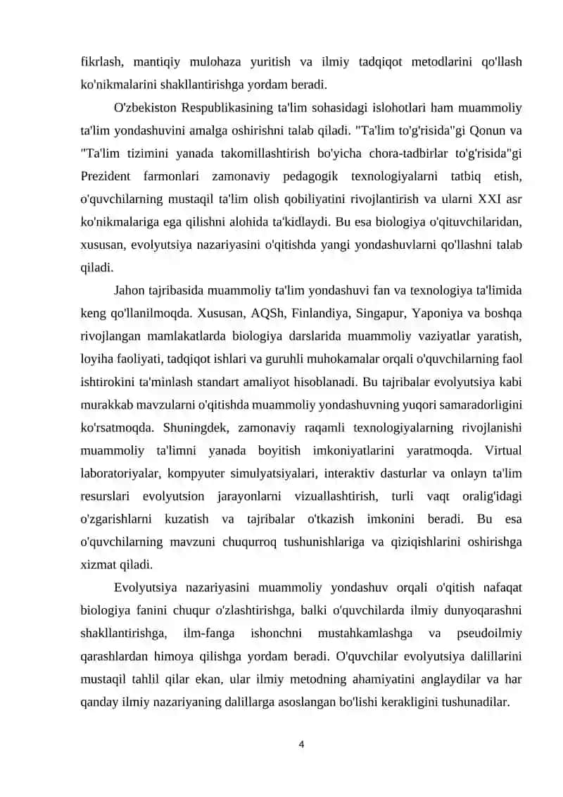 EVOLYUTSION TA'LIMNI O’QITISHDA MUAMMOLIY YONDASHUV 4