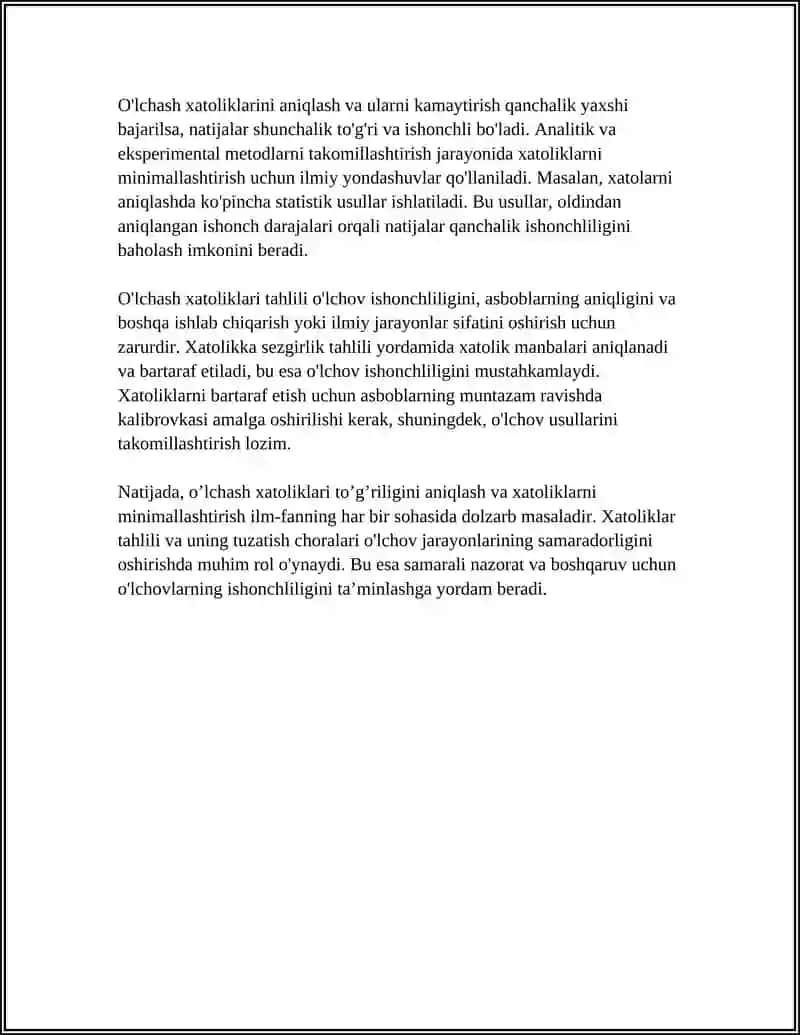 O'LCHASH XATOLIKLARI VA ULARNI ANIQLASH XATOLIK KLASSIFFIKATSIYASI 4