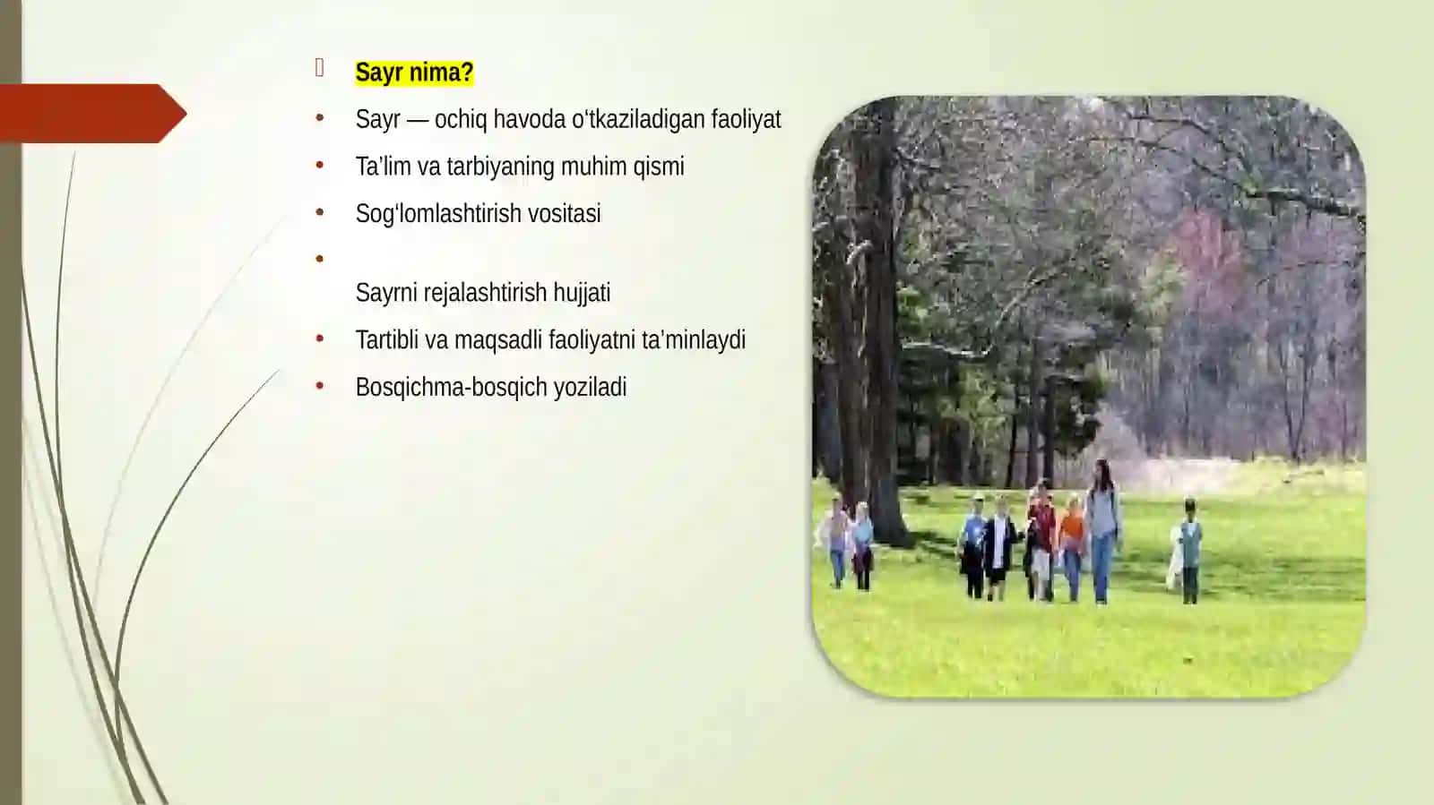 Ertalabki sayrni rejalashtirishda plan-konspektini tuzish 4
