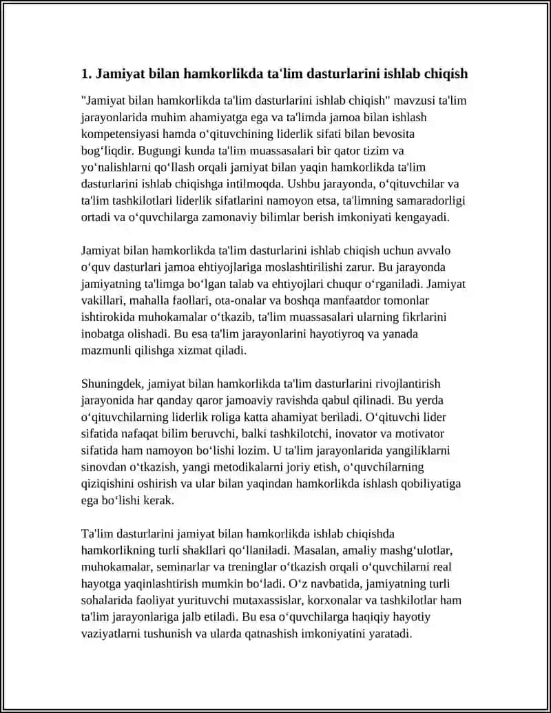 Jamiyat bilan hamkorlikda ta'lim dasturlarini ishlab chiqish 4