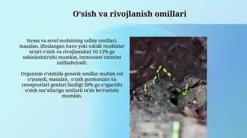 Organizmning oʻsishi, rivojlanishi va qarish 4