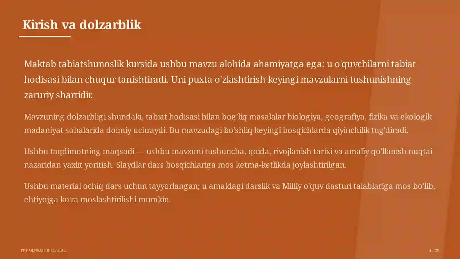 Tabiatshunoslik Darsi 4