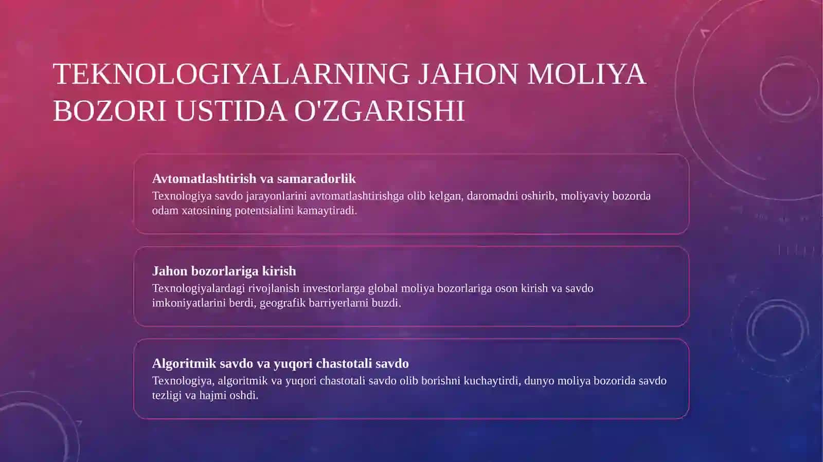 Jahon moliya bozorining zamonaviy tendensiyalari va muammolari 4