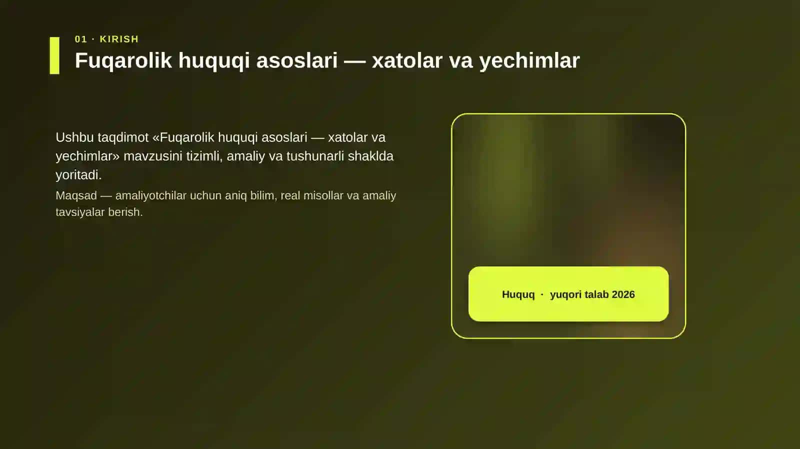 Fuqarolik huquqi asoslari — xatolar va yechimlar 4