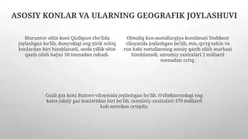 Oʻzbekistonning foydali qazilmalari haqida maʼlumot 4