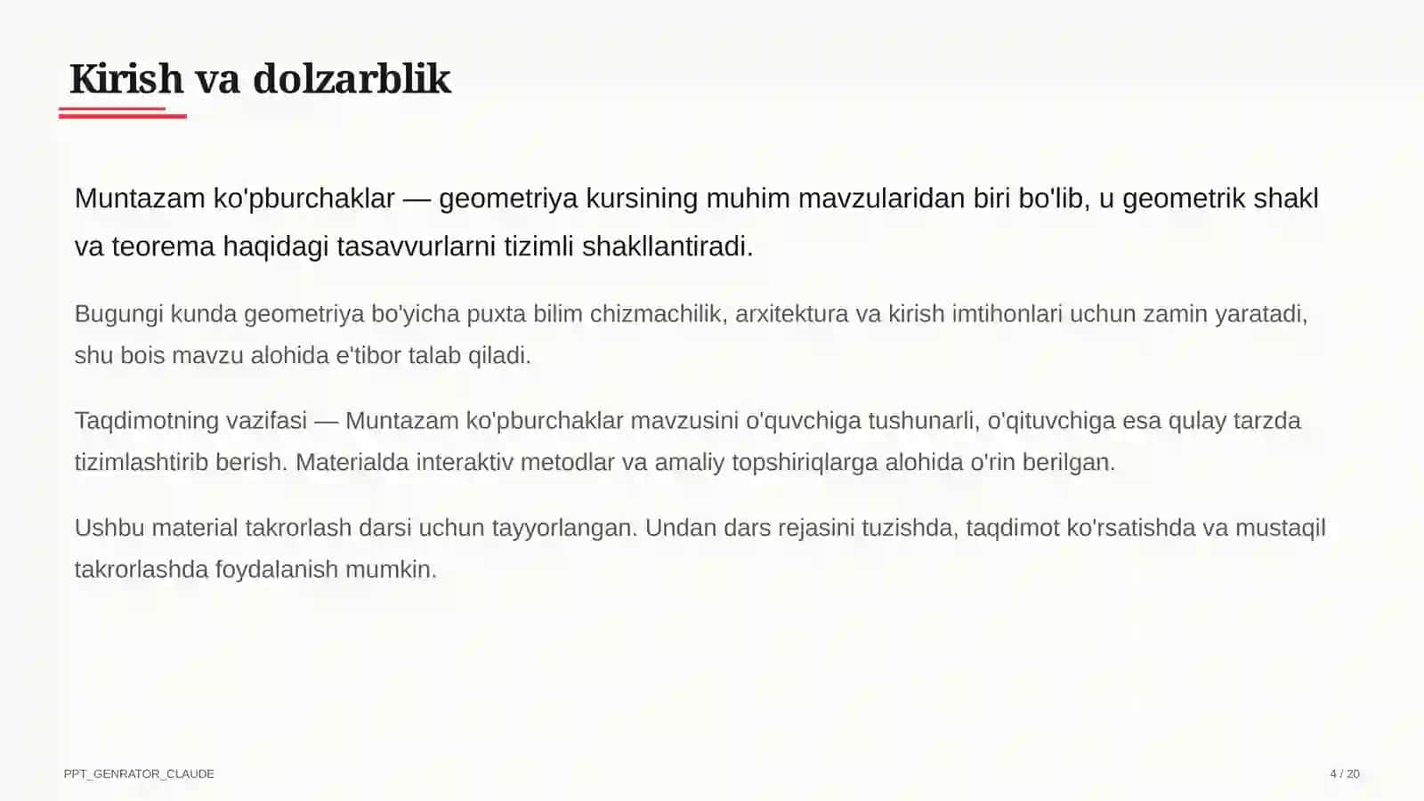 Muntazam ko'pburchaklar (9-sinf) 4