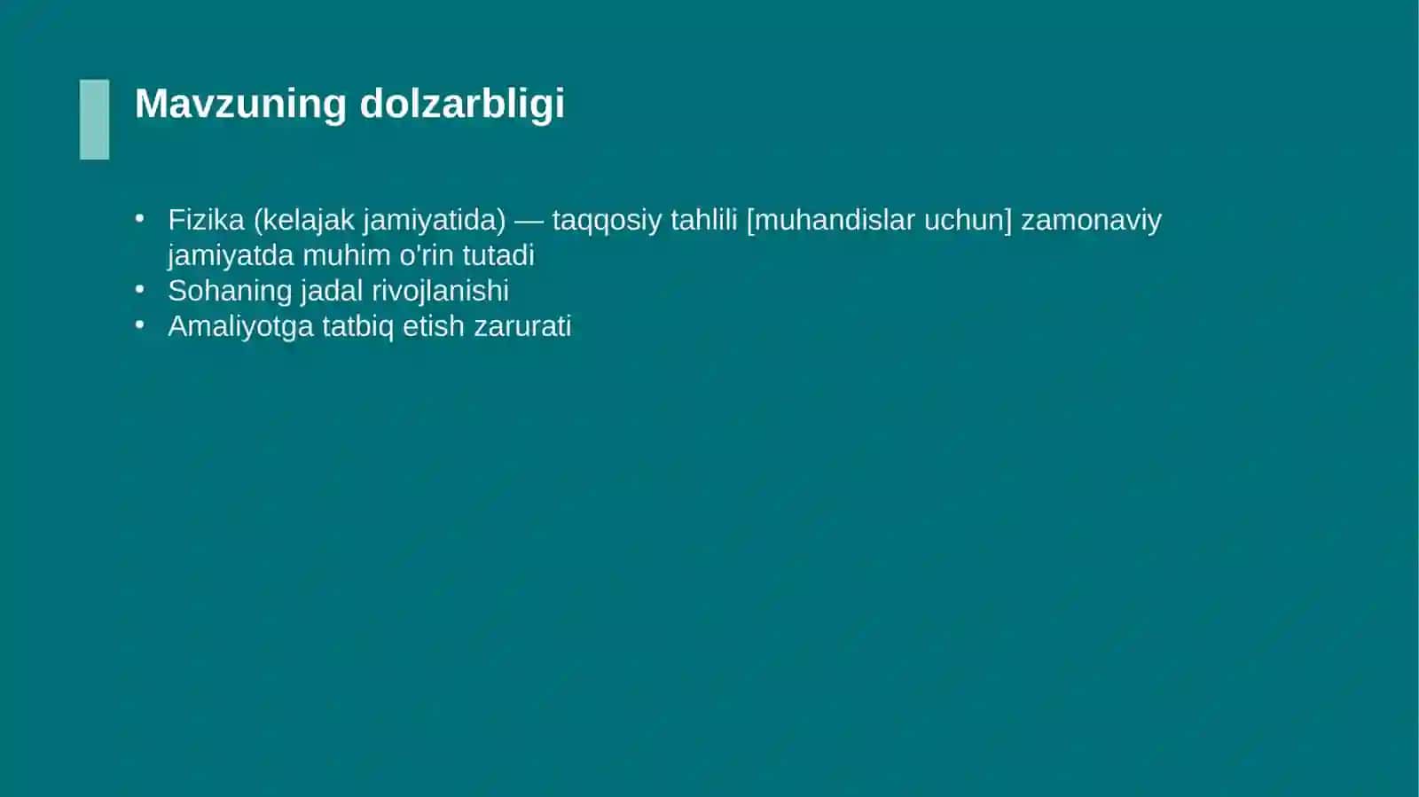 Fizika (kelajak jamiyatida) — taqqosiy tahlili [muhandislar uchun] 4