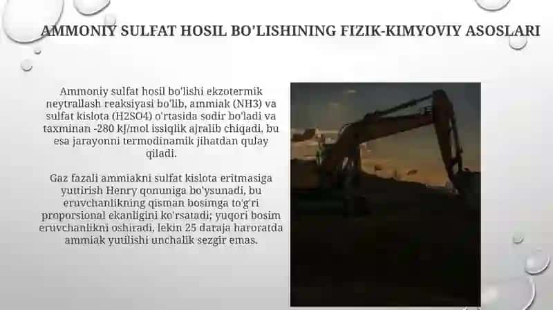 Ammoniy sulfat ishlab chiqarishning fizik-kimyoviy asoslari va koks gazlari 4