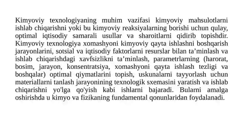 KIRISH. O’ZBEKISTONDA KIMYO SANOATI FANI VA UNING VAZIFALARI. O’ZBEKISTONDA KIMYO SANOATINING ASOSIY TUSHUNCHALARI 4