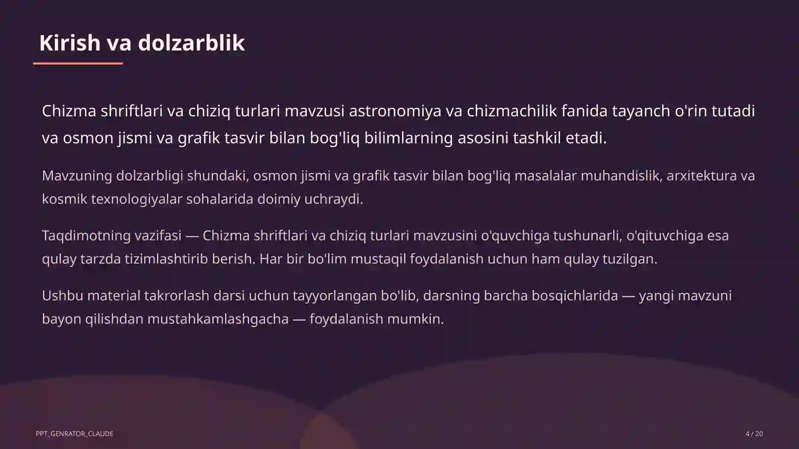 Chizma shriftlari va chiziq turlari (8-sinf) 4