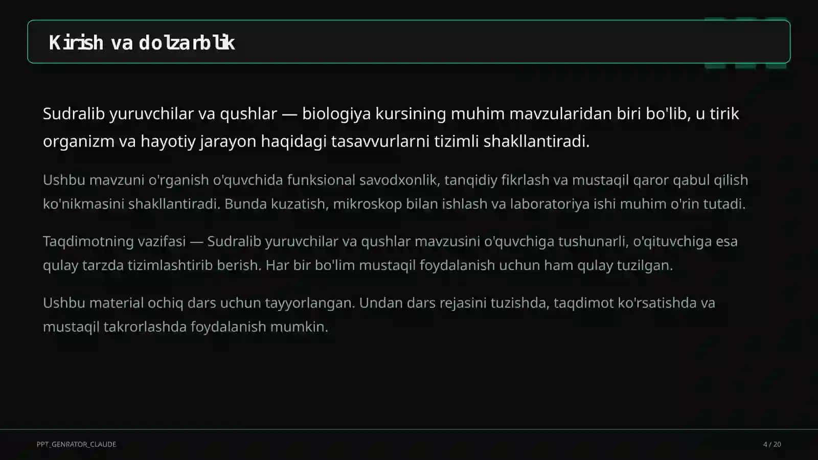 Sudralib yuruvchilar va qushlar (7-sinf) 4