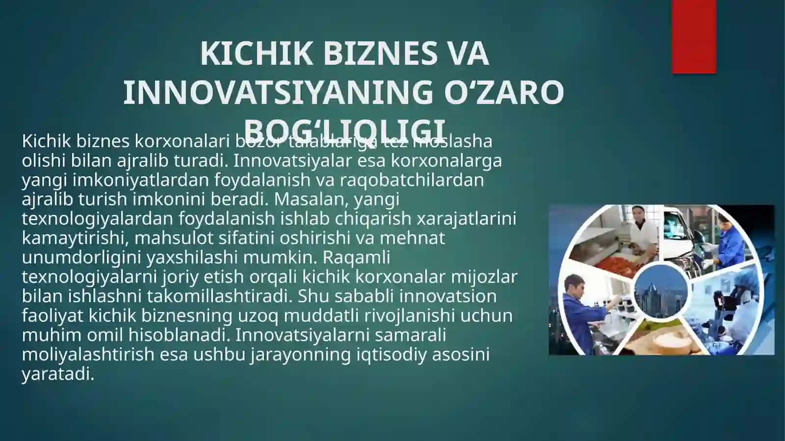 Kichik biznes sohasida innovatsiyalarni moliyalashtirish asoslari 4