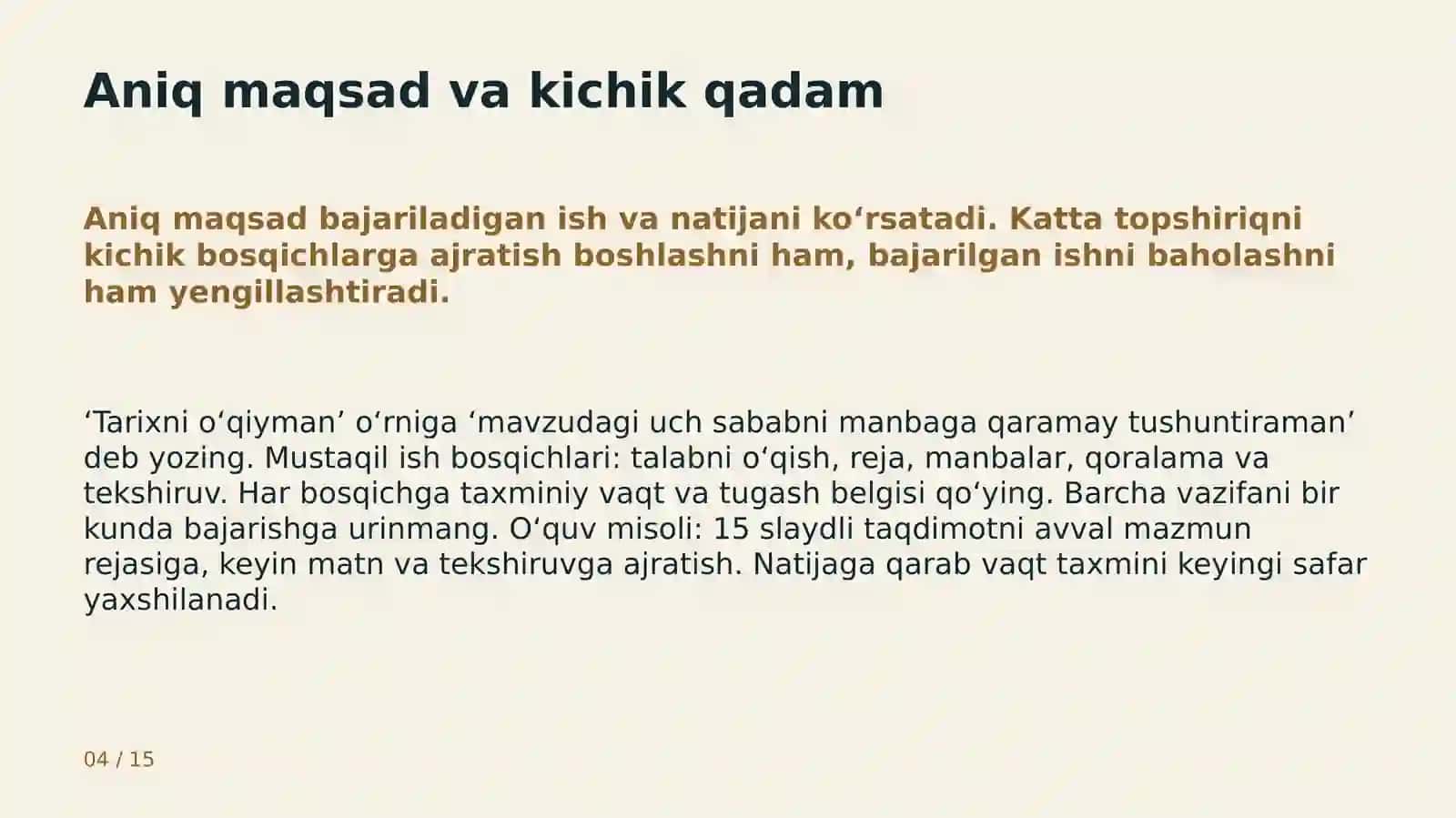 Vaqtni boshqarish va samarali o‘qish 4