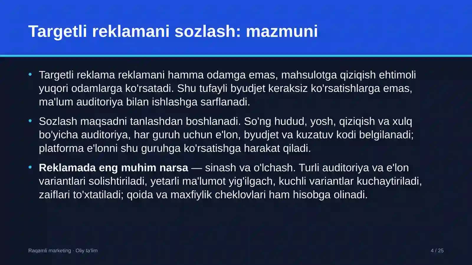 Sanoat turizmida targetli reklamani sozlash 4