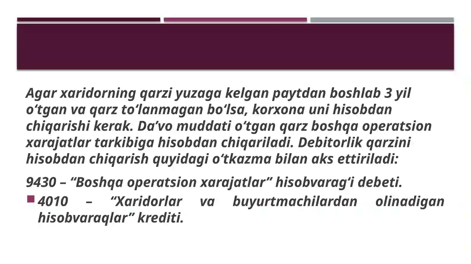 Debitor qarzlarning buxgalteriya hisobi 4