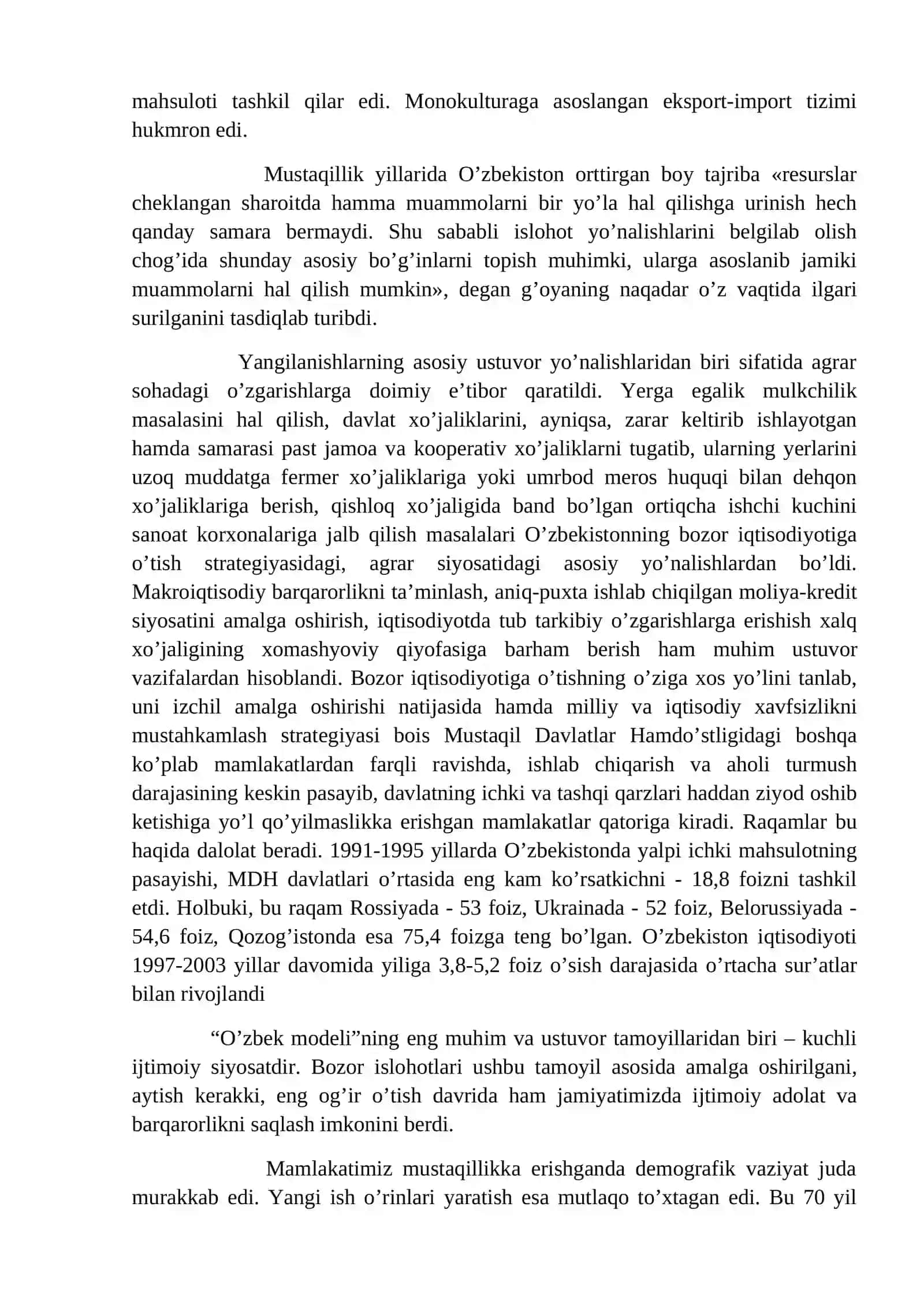 O‘zbekistonning o‘ziga xos istiqlol va taraqqiyot yo‘li 4