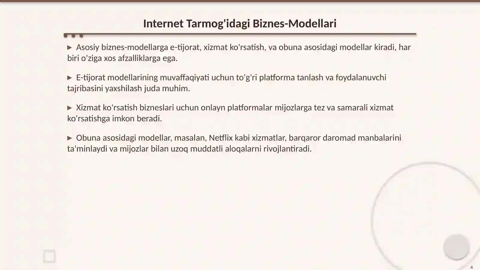 Internet Tarmoğida Biznes-Jarayonlarini Tashkil Etish 4