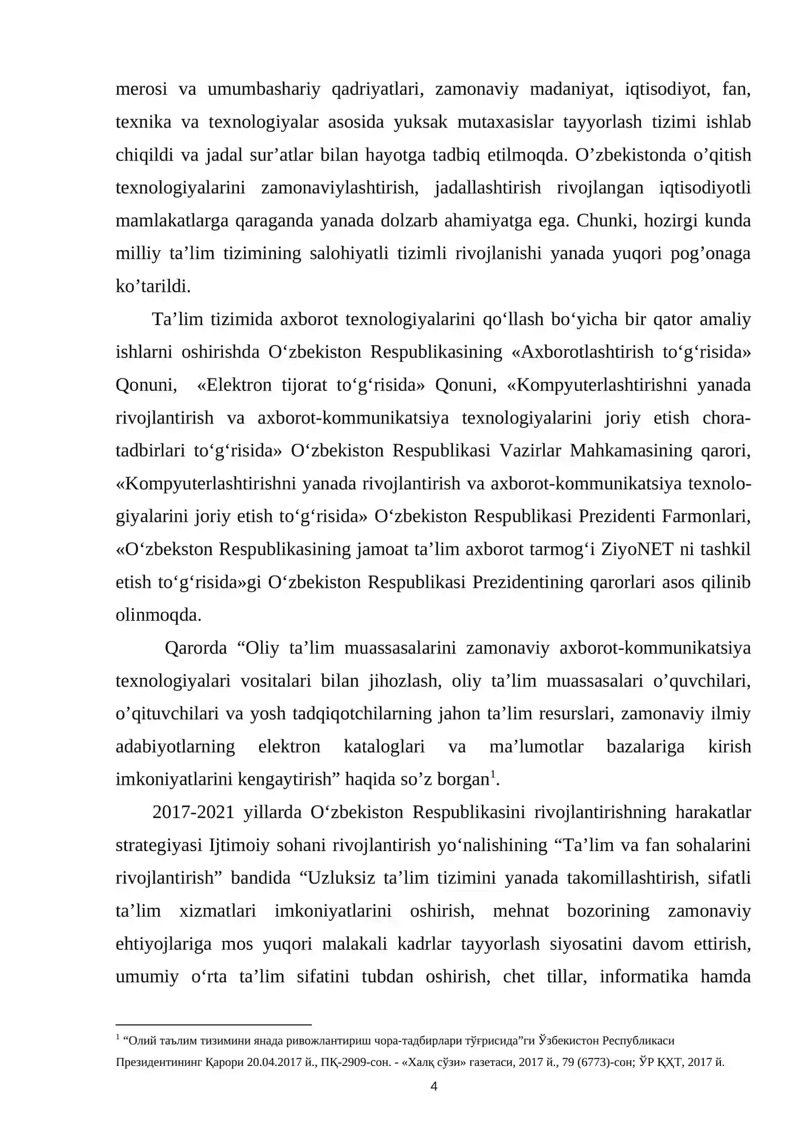 Chiziqli algoritmlar mavzusini o’qitishda innovatsion texnologiyalardan foydalanish. Kurs ishi. 4