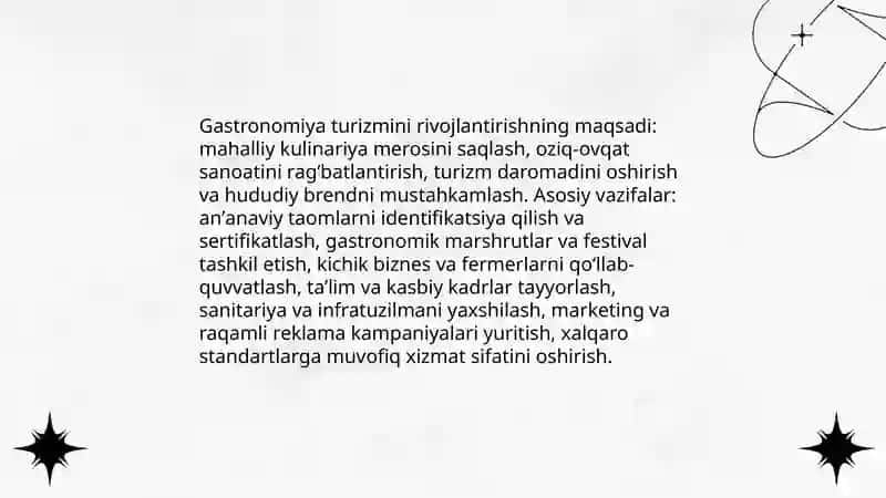 Gastranomiya turizimini rivojlantirish istiqbollari 4
