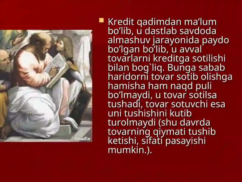 Kreditning zarurligi funksiyalari turlari va shakillari 4