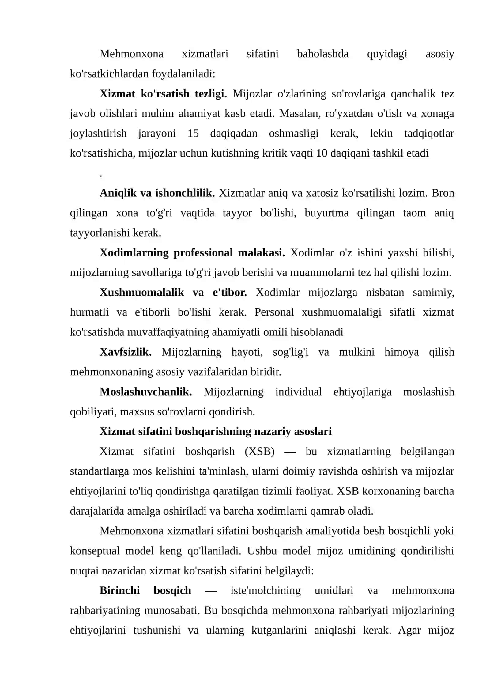 MEHMONXONALARDA XIZMAT SIFATINI BOSHQARISHNING ASOSIY TAMOYILLARI 4