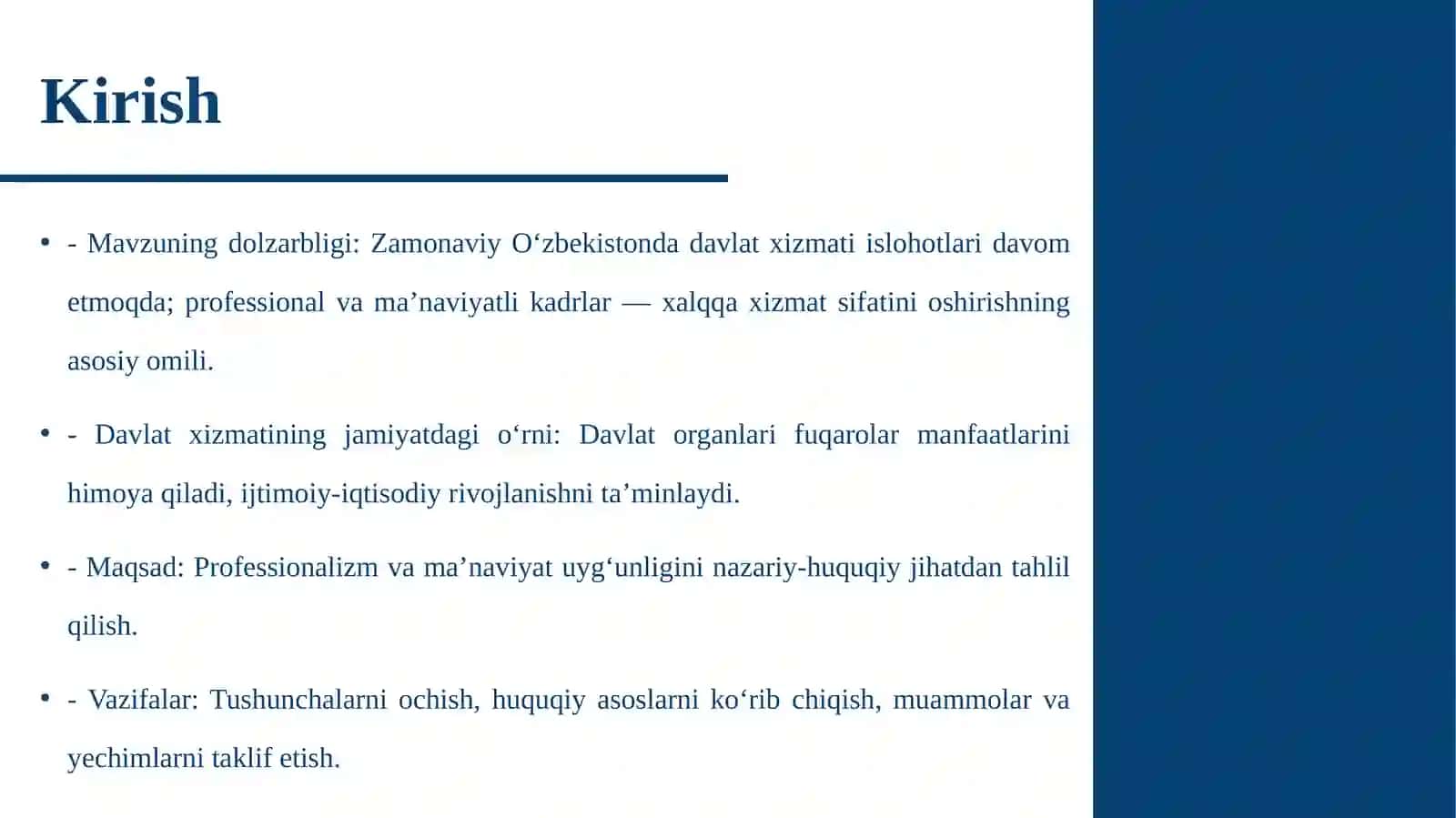 PROFESSIONAL VA YUKSAK MA’NAVIYATLI DAVLAT XIZMATCHISI SAMARADORLIK GAROVI SIFATIDA NAZARIY VA XUQUQIY YONDASHUV 4