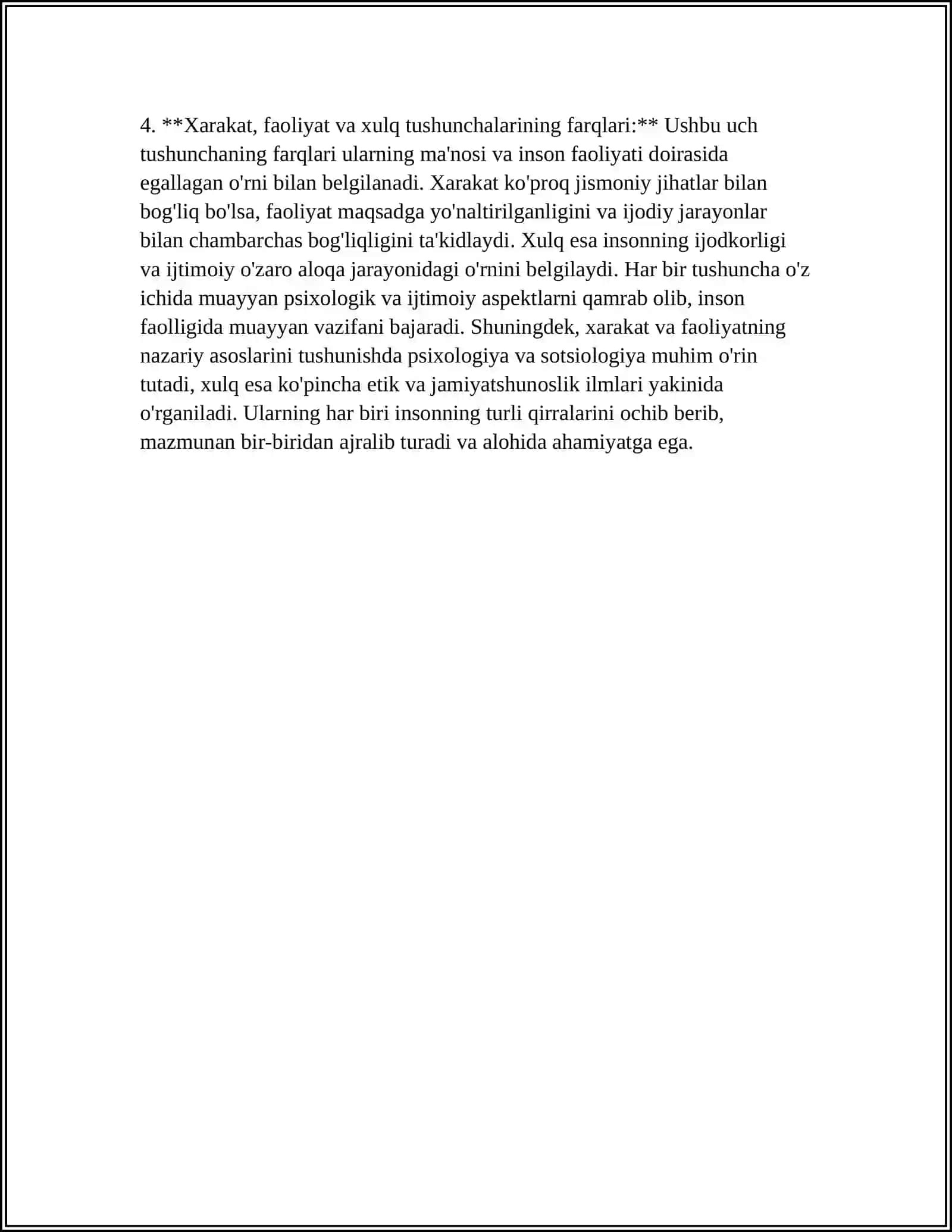 INSON FAOLLIGIDA "XARAKAT" "FAOLIYAT" " XULQ" TUSHUNCHALARI 4