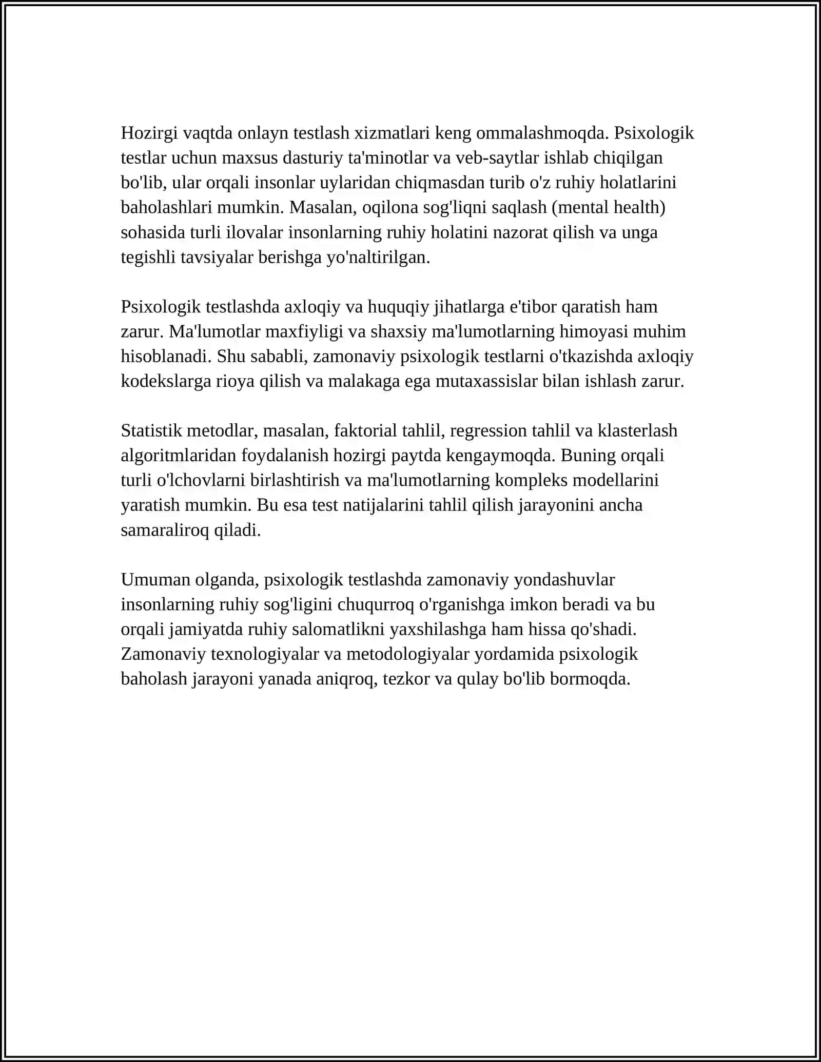 PSIXOLOGIK TESTLASHTIRISHNI ZAMONAVIY HOLATLARI 4