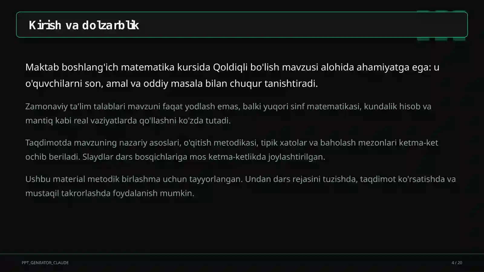 Qoldiqli bo'lish (3-sinf) 4