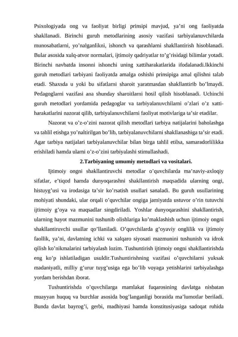 Zamonaviy pedagogikada tarbiya metodlari va shakllari. Oila tarbiyasi asoslari 4