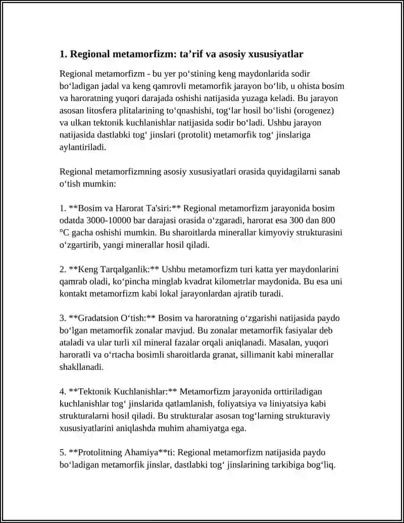METAMORFIK TOG’ JINSLARI REGIONAL METAFORMIZIM 4