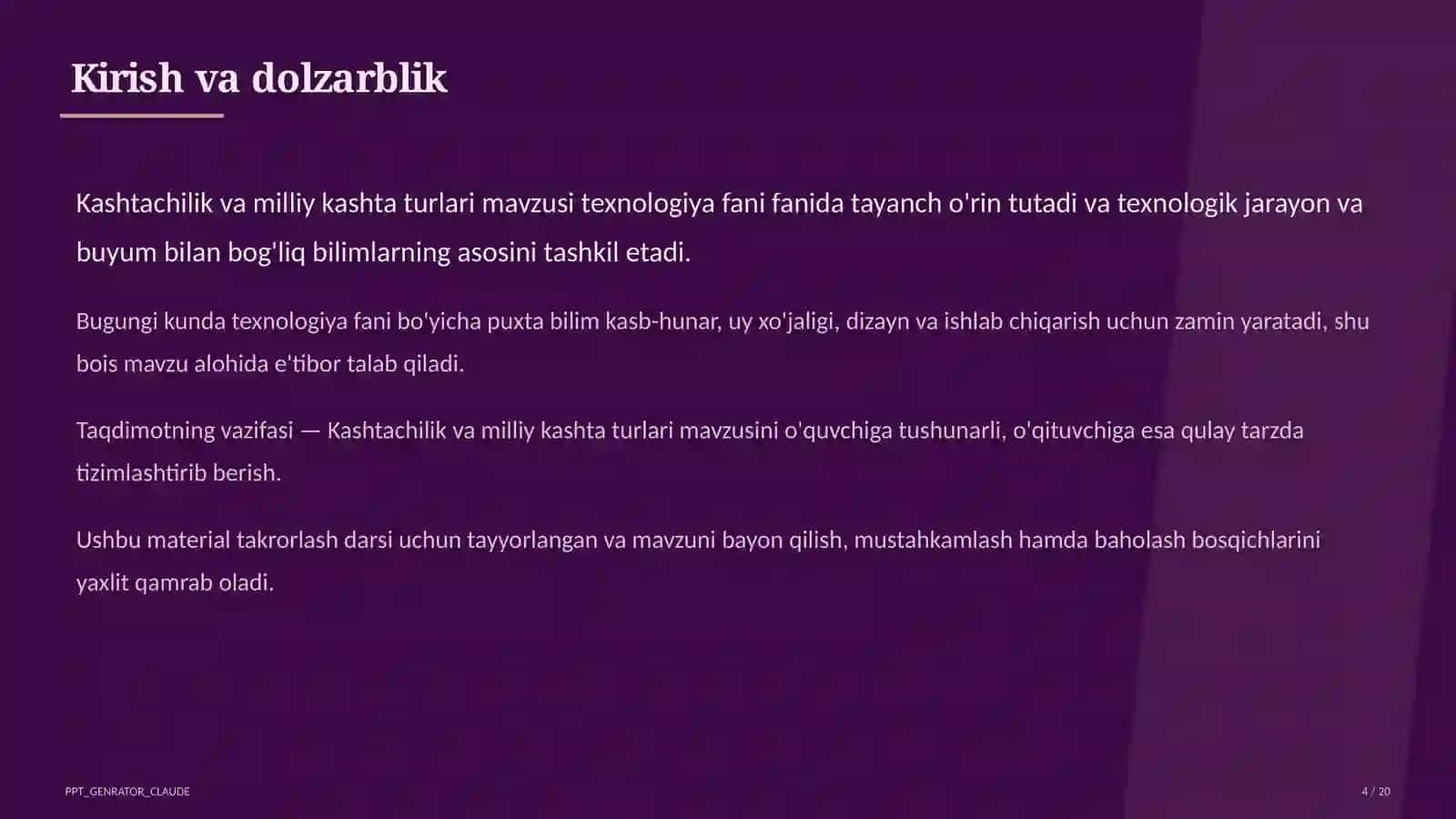 Kashtachilik va milliy kashta turlari (5-sinf) 4