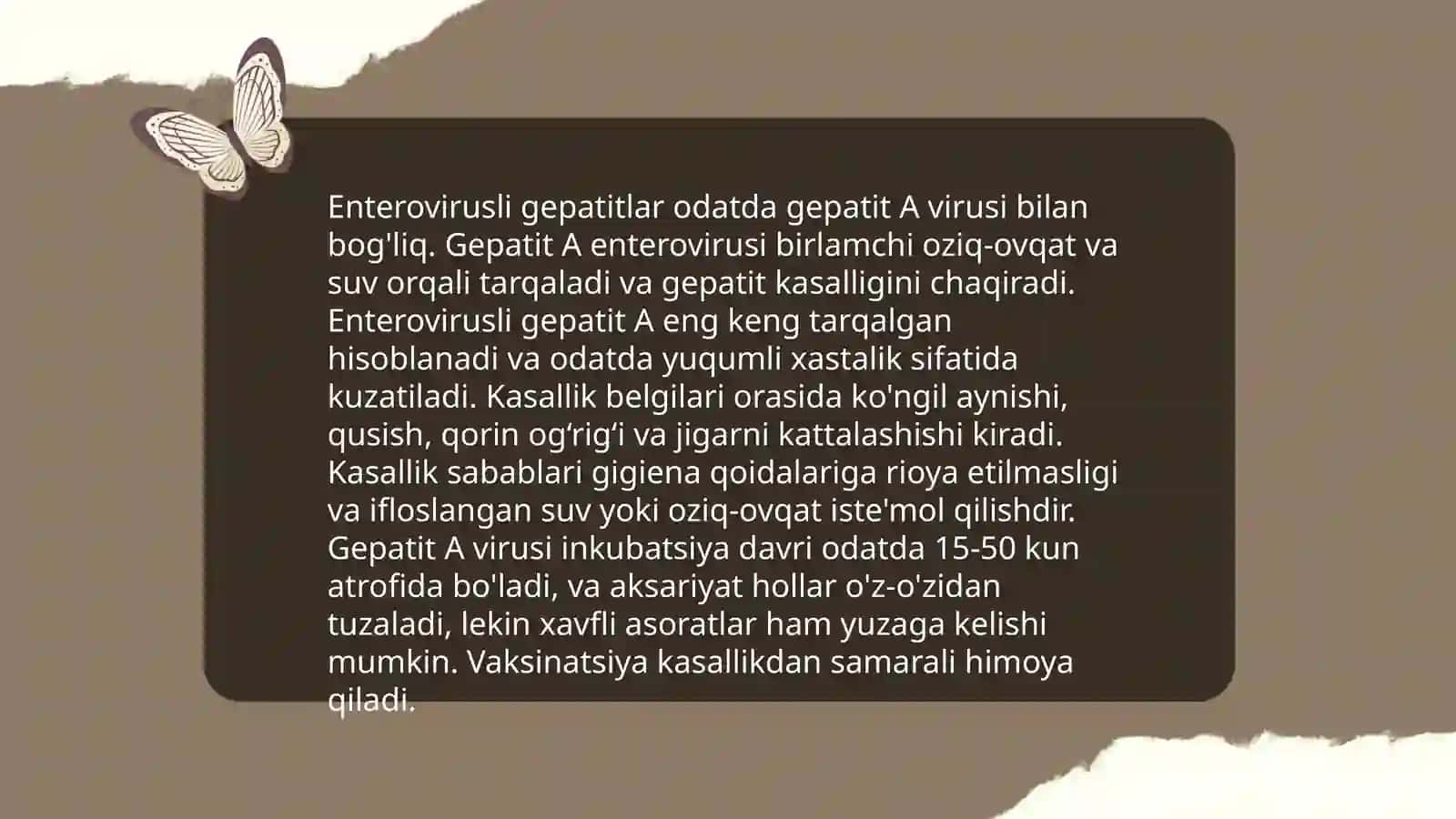 Enteral virusli gepatitlar.Gepatit A kasalligida infeksion nazorat 4