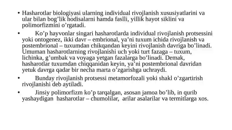 Entomologiya fanidan mustaqil ishi 4