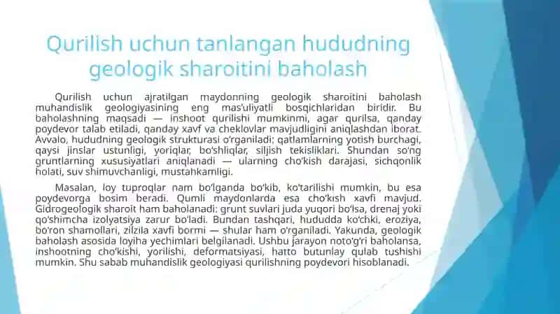 Muhandislik geologiyasi fanining maqsadi va vazifalari 4