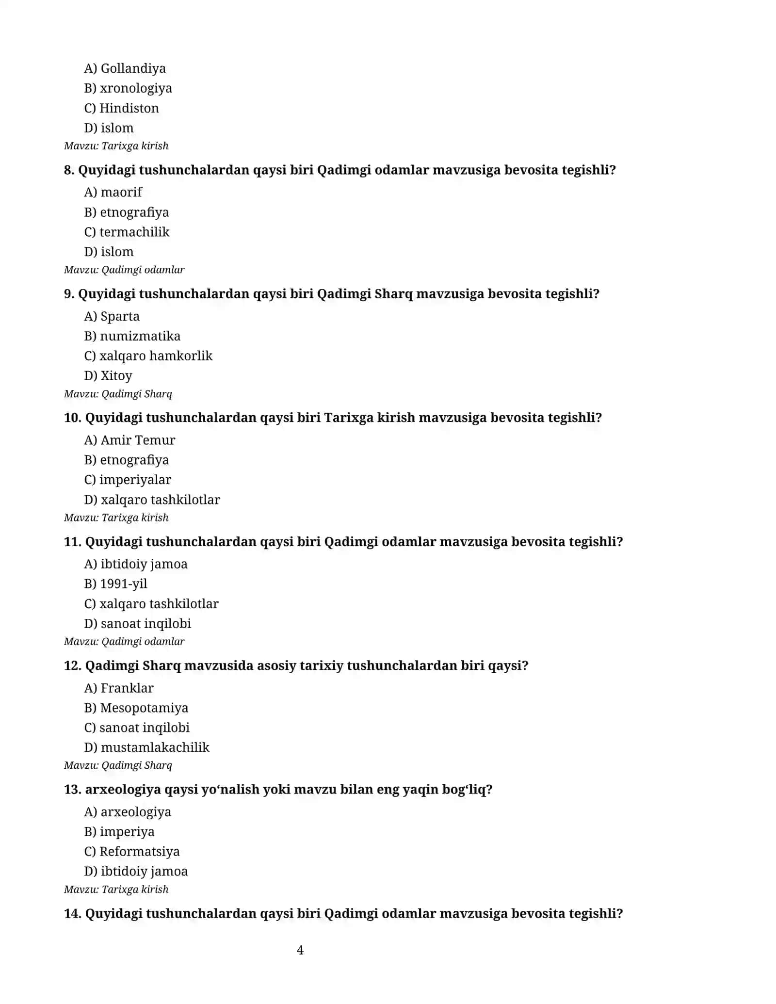 📚"Umumiy tarix — 1000 ta test | 5–11-sinflar | PDF + Word" 4