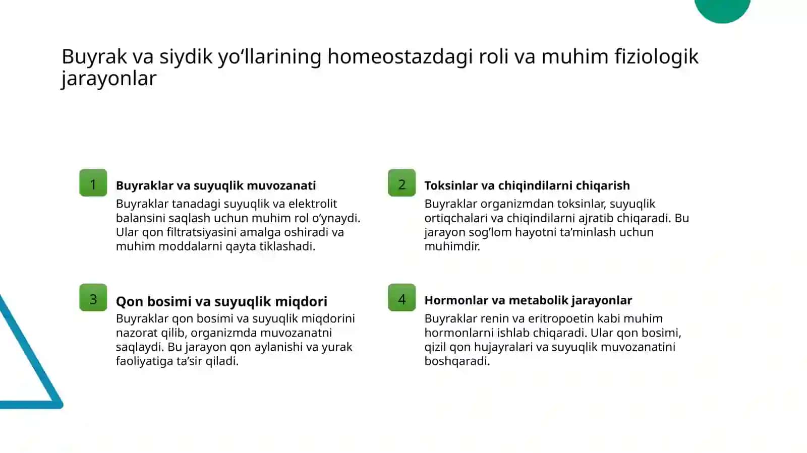 Ayirish tizimiga kiruvchi a'zolarning tuzilishi fizolgiyasi 4
