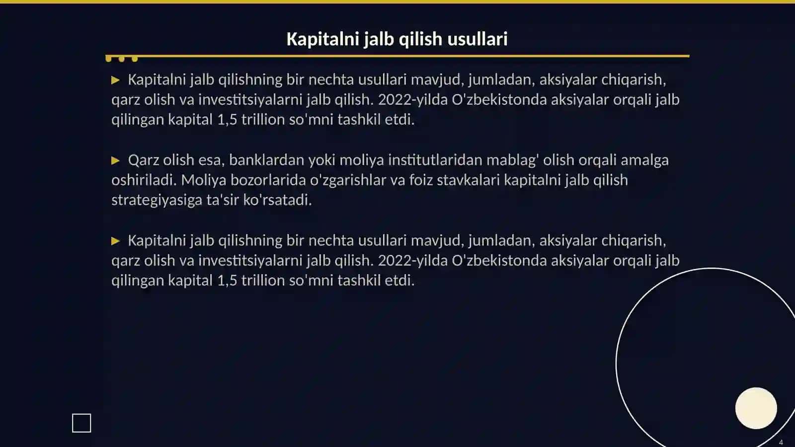 Kapital va moliyaviy ta'minot tushunchalari 4