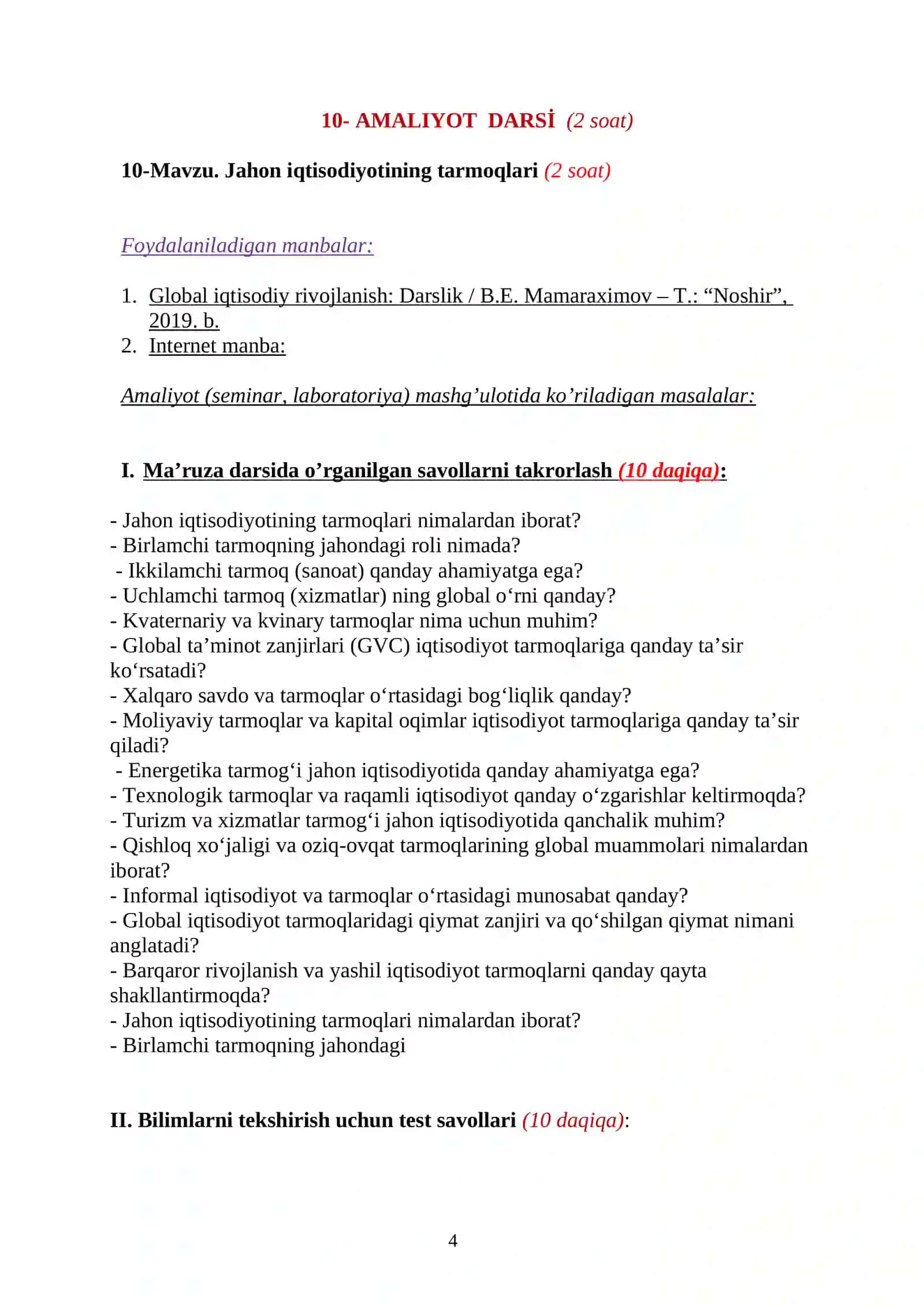 Global iqtisodiy rivojlanish 4