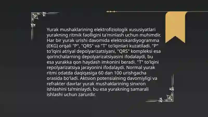 Yurak gemodinamik vazifasi.Yurak mushaklarini o'tgazuvchanligini o'zgarishini fiziologik asoslari 4