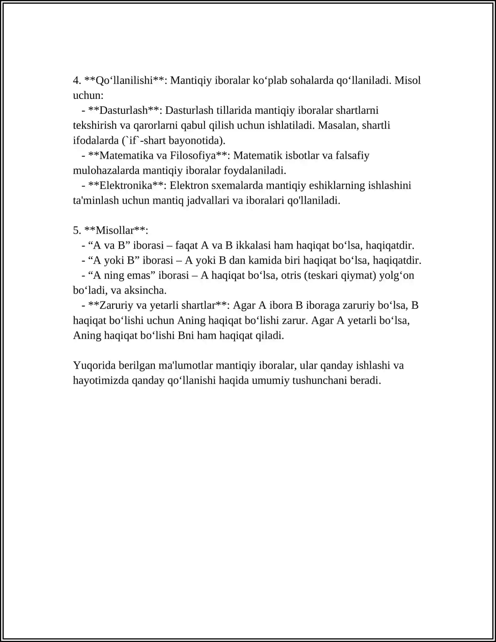 Mantiqiy iboralar haqida malumot 4
