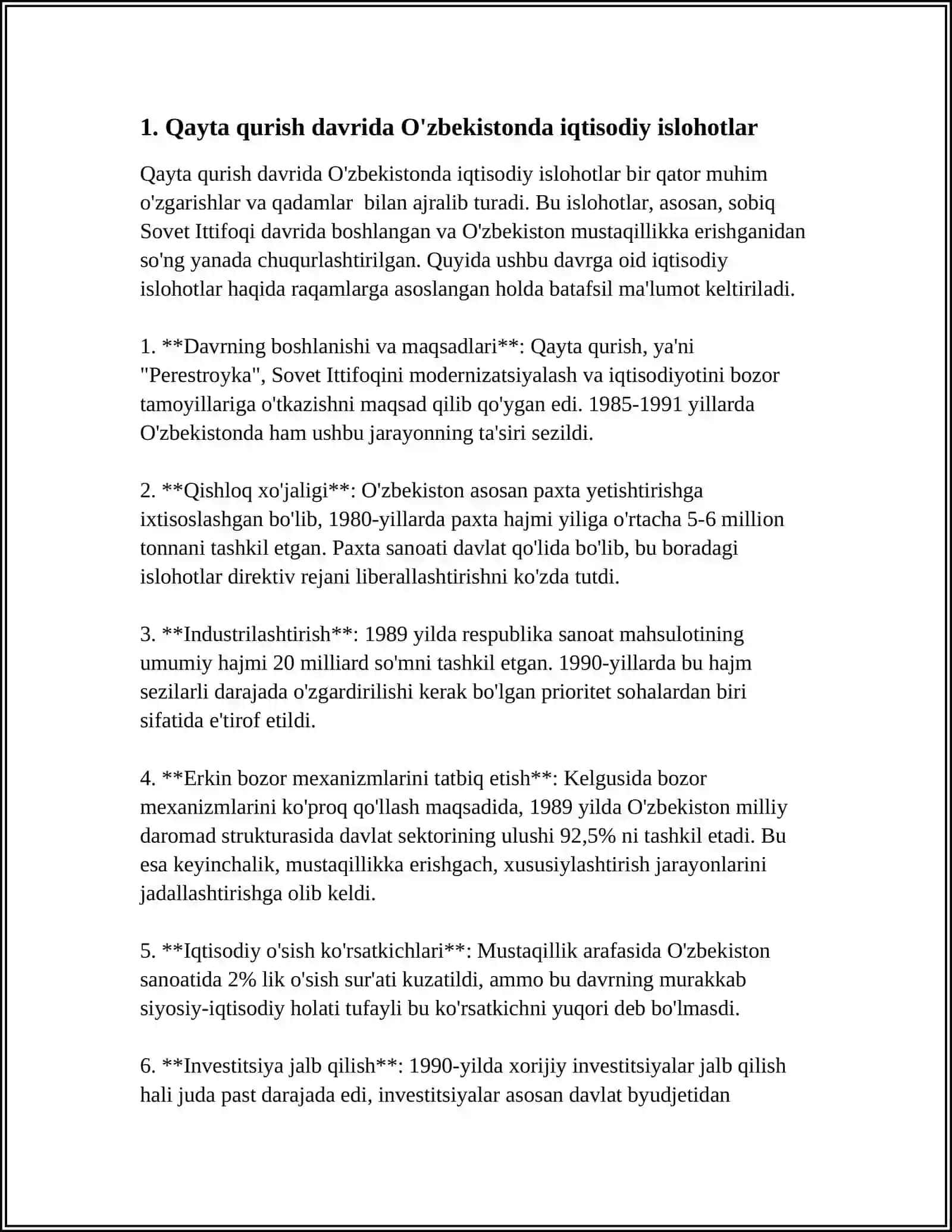 QAYTA QURISH" YILLARIDA ÒZBEKISTONDAGI ISHTIMOIY-SIYOSIY VAZIYAT. MAVZUSIDA REFERAT 4