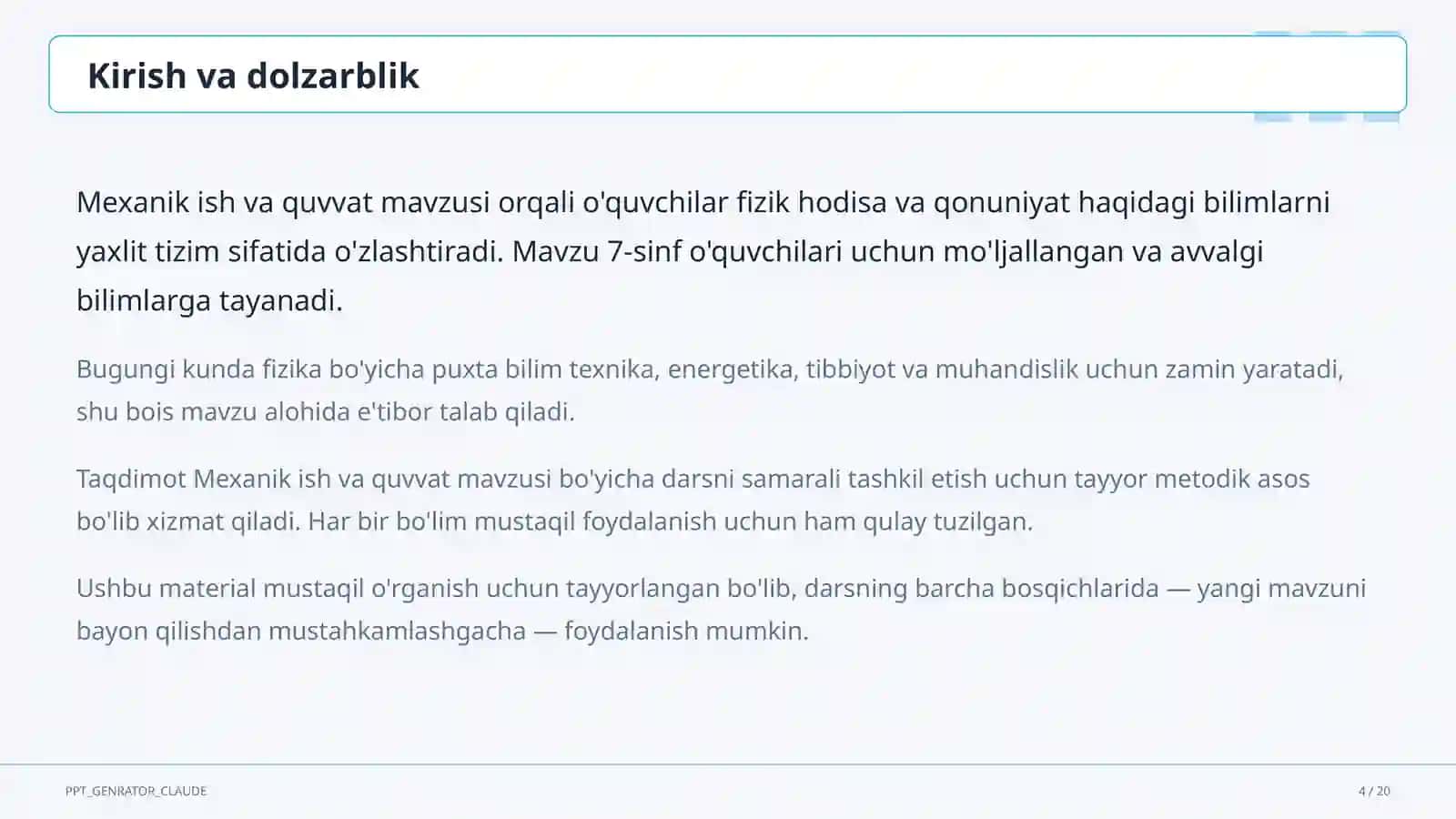 Mexanik ish va quvvat (7-sinf) 4