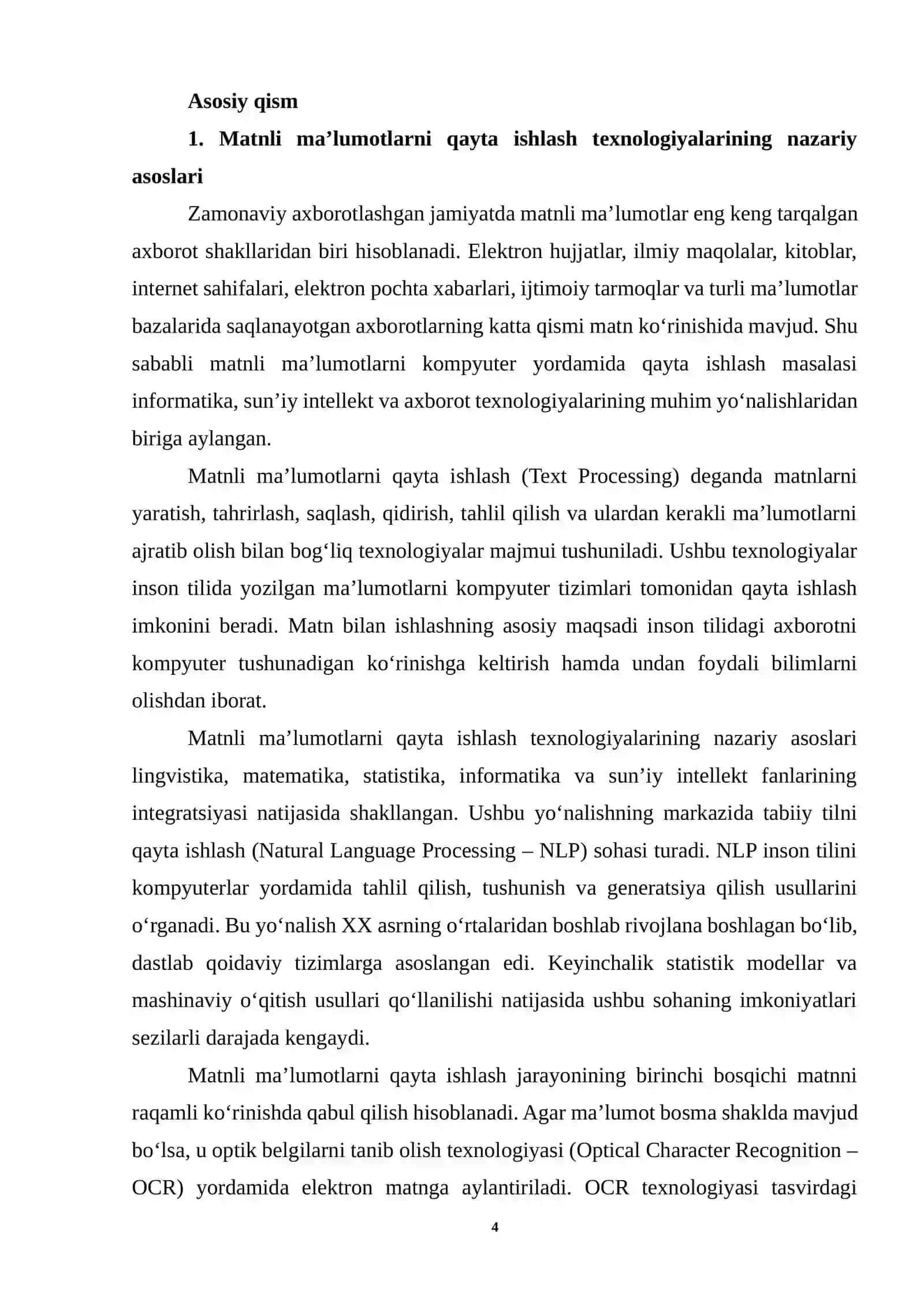 Matnli ma’lumotlarni qayta ishlash va sum’iy intelekt yordamida tarjima qilish texno 4