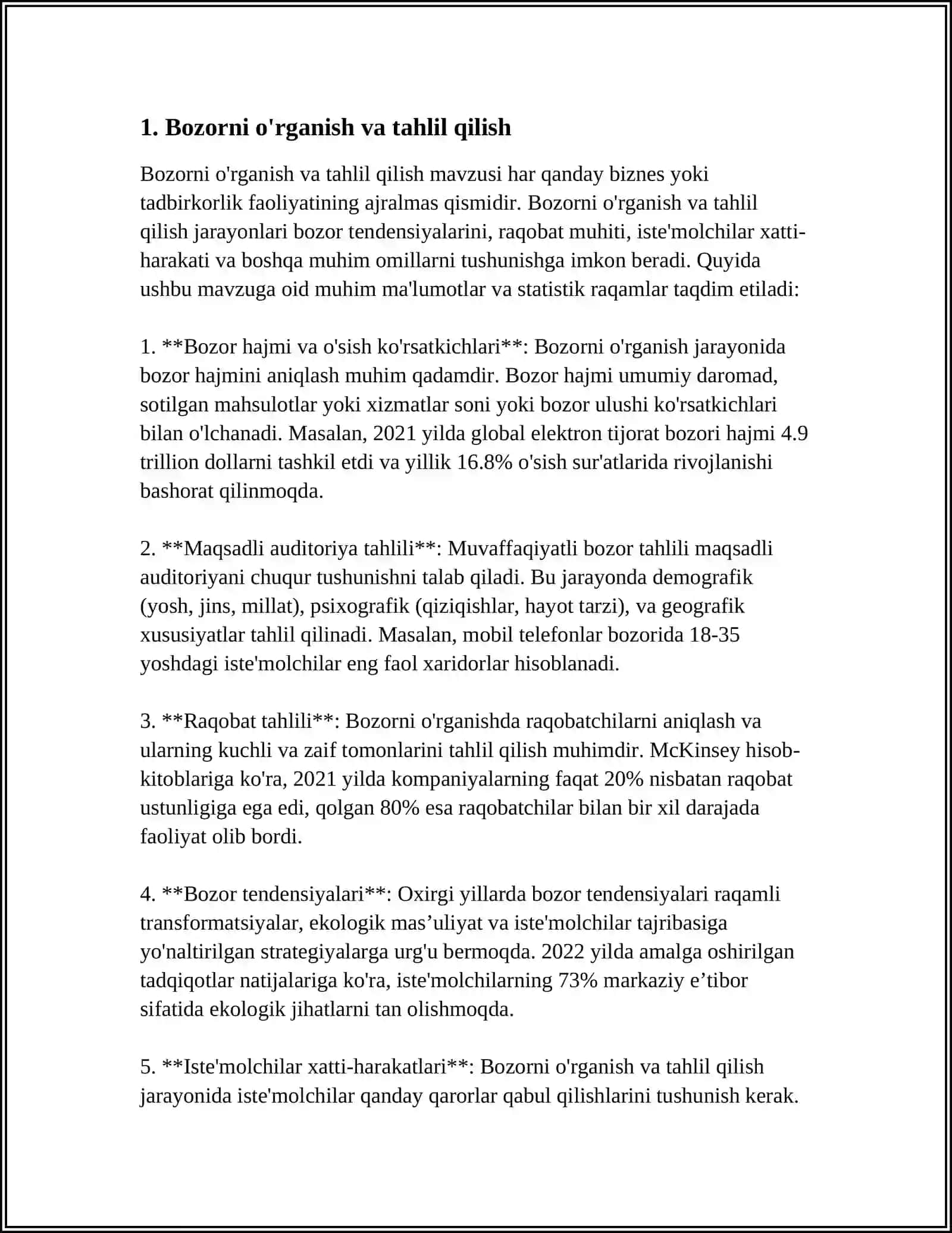 BIZNES G'OYANI TANLASH VA STRATEGIK QAROR QABUL QILISH 4