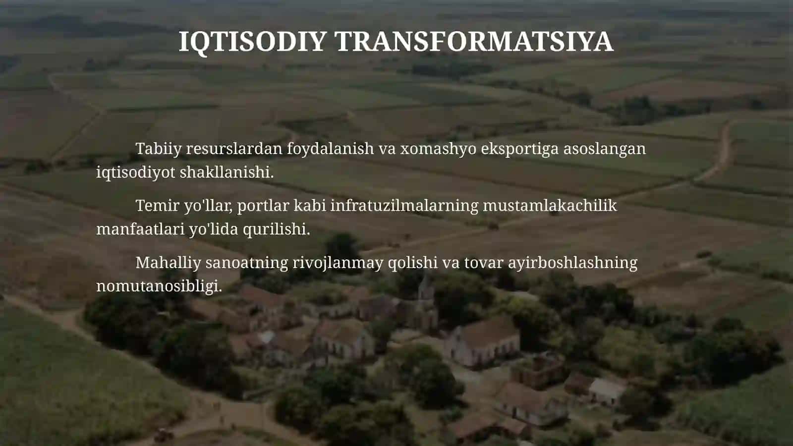 Yevropa mustamlakachilarining tropik va Janubiy Afrika hududlari taraqqiyotiga taʼsiri 4
