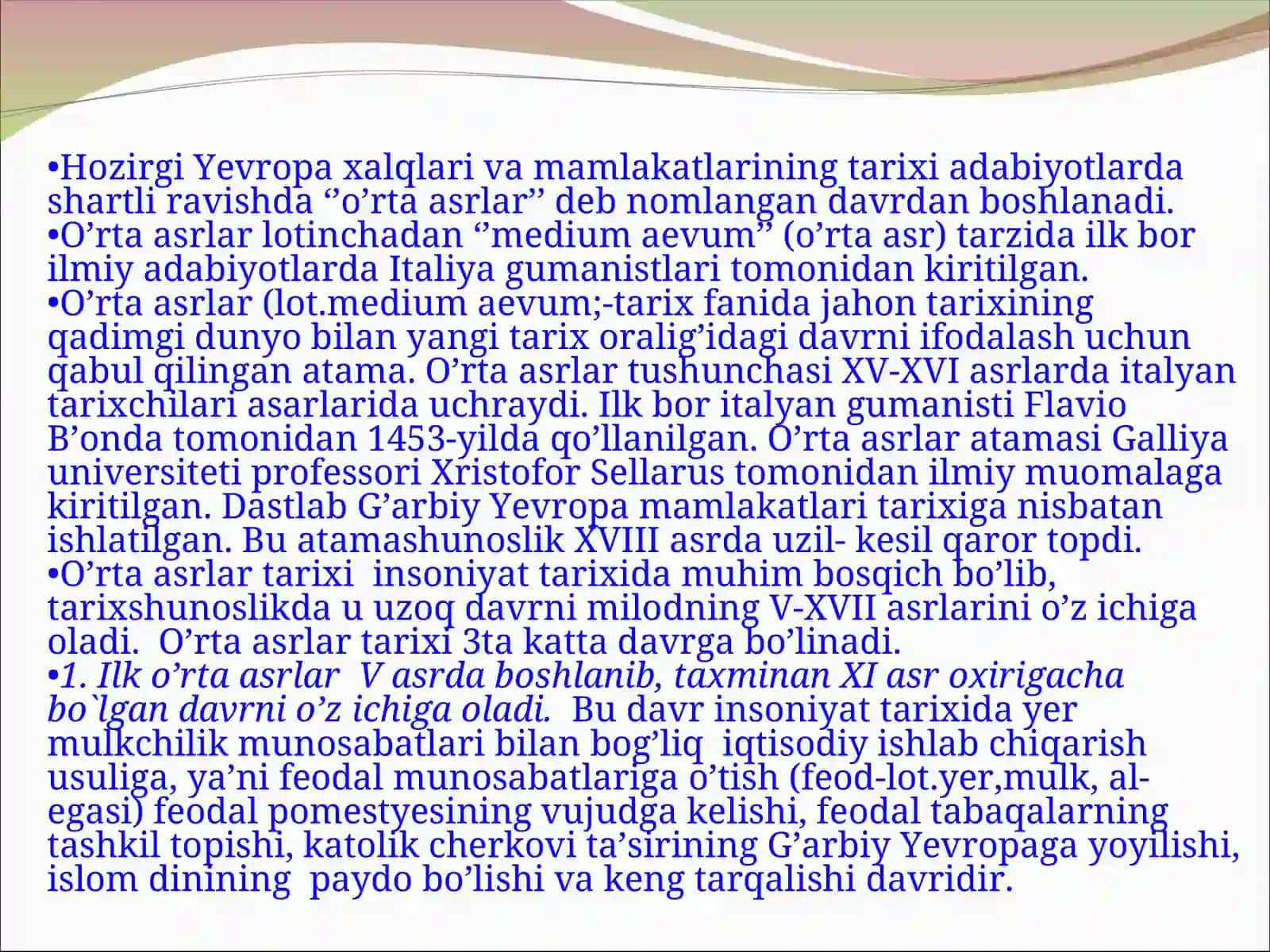 O’rta asrlarga kirish 4