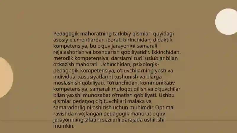 Pedagogik mahorat asoslari va uning tarkibiy qismlari 4