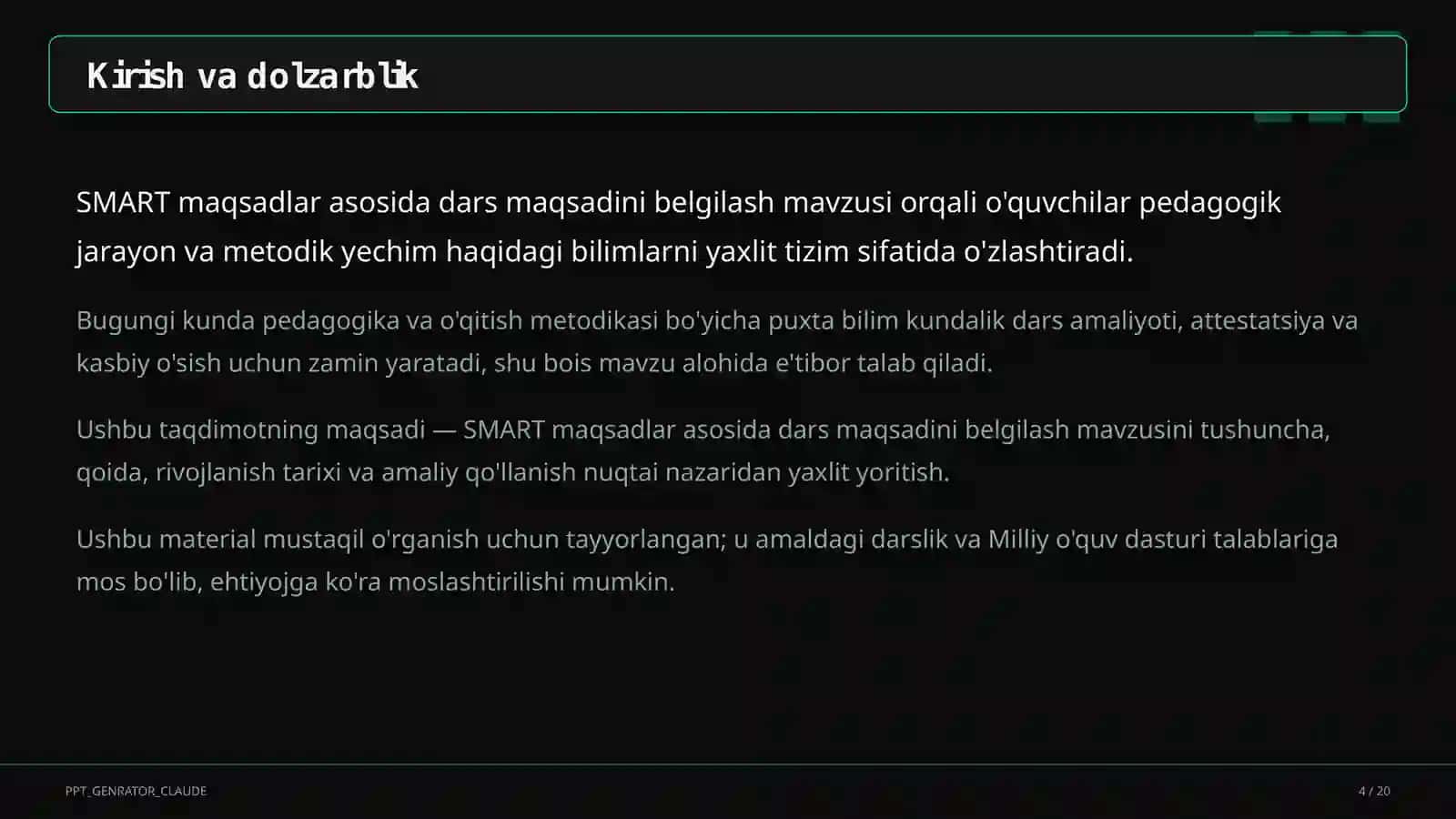 SMART maqsadlar asosida dars maqsadini belgilash 4